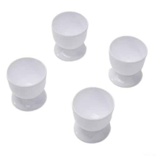 ZWEquipint Kunststoff-Eierbecher-Set für harte, weich gekochte Eier, Küche, Frühstück, Servierständer, Esstischzubehör, weiß (4 Stück) – Bild 3