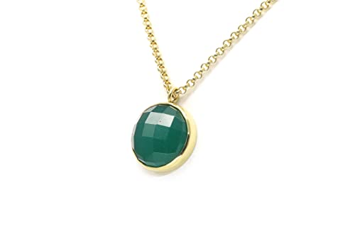 Collier Pendentif Onyx Vert en Or Cadeau Unique d'Anniversaire Femme