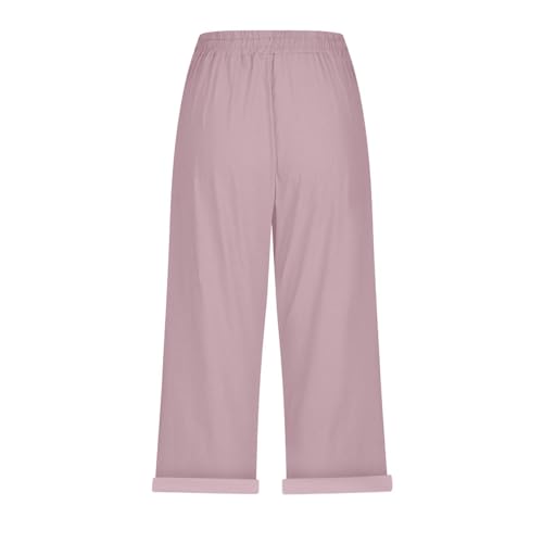 Linen Capris for Seniors Lightweight Summer Baggy Bermuda Shorts Casual Elastic Waist Gauze Pedal Pushers Vacation3