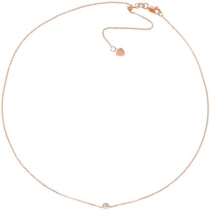 JewelryWeb 14k Solid Yellow Gold 0.02 Dwt Diamond Bezel Set Choke...