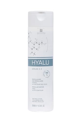 Innoderm | HYALU2.3 Micella H2O 200ml | Agua micelar limpiadora y desmaquillante | Hidratación y brillo | Cara y contorno de ojos | Ácido Hialurónico puro y Melatonina | 99,9% natural