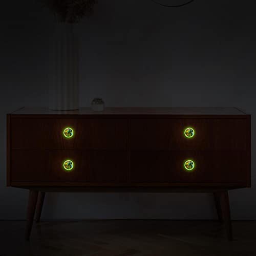 Xianghefu Cabinet Handles Luminous Knobs,Parrot Palm Leaf Flower Fluorescent Door Knob Round Drawer Handles 4 Pieces #TOP5