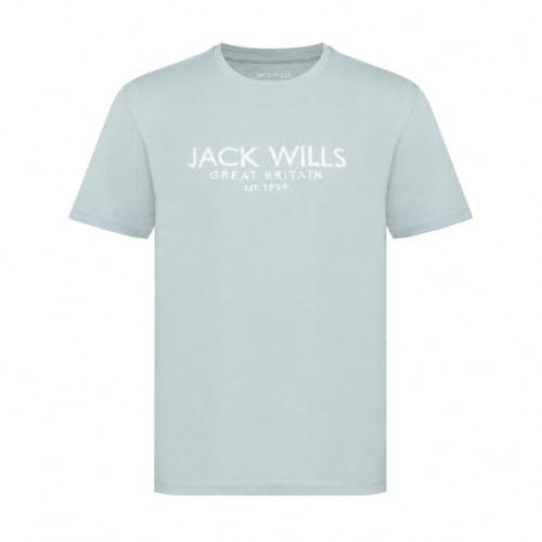 Image of Jack Wills Mens Logo T-Shirt Short Sleeve Lifestyle Cotton Light Blue M