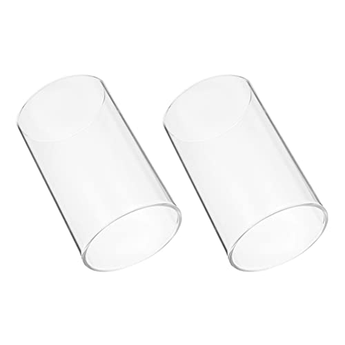 HEALLILY 2Pcs Bougeoir Bougeoir Bougeoir Clair Cylindre de Verre Ouvert Les Deux Extrémités du Tube de Cheminée Ouverte Bougie Finale Cylindre sans Fond Cover