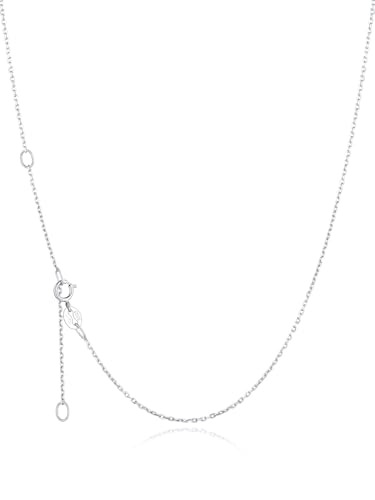 Silvora S921 Sterling Silver Chain Necklace 1.1mm Thin Cable Rolo Chain Adjustable Strong 16 Inch Great for Pendants or Layer