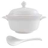 Vnook Tazón de sopa de cerámica con tapa,Sopera de sopa de doble asa,Tazón for servir cereales, ramen, guiso, vajilla decorativa for restaurante, cocina casera