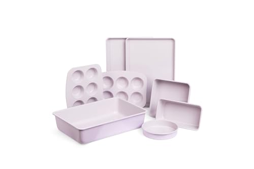 Larder & Vine Bakeware Set - PFAS/PFOS/PTFE Free, Heavy Duty Aluminized Steel with Ceramic Finish, Includes Sheet Pans, Loaf Pan, Muffin Tins, Round Pan, Square Pan, Roasting Pan (Lavender) Larder & Vine Bakeware Set - PFAS/PFOS/PTFE Free, Heavy Duty Aluminized Steel with Ceramic Finish, Includes Sheet Pans, Loaf Pan, Muffin Tins, Round Pan, Square Pan, Roasting Pan (Lavender)