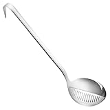 CIYODO Suppenlöffel aus Edelstahl 304 mit Langem Griff und Ölabscheider Küchenlöffel für Fettfilterung Servierlöffel für Zuhause und Restaurant