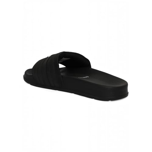 Image of CHUPPS Stitch Black & Black Drift Orthopedic Slippers | Soft Footpharma Footbed | Breathable Ventilation Holes | Lightweight Flip Flops | Anti-Skid Chappals for Everyday For Womens