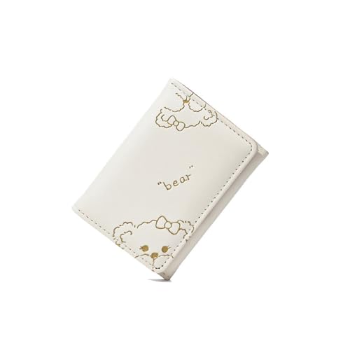 Cslbiuni Cute Bear PU Leather Short Pocket Wallet Card Case Holder Mini Purse for Women Teen Girls