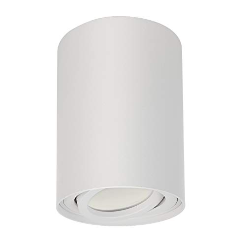 Maclean MCE422 W Foco de Techo Orientable con Casquillo GU10 para Lámparas LED y Halógenas Hasta 40W Aluminio IP20 (Blanco, 1x Unidad - Redondo)