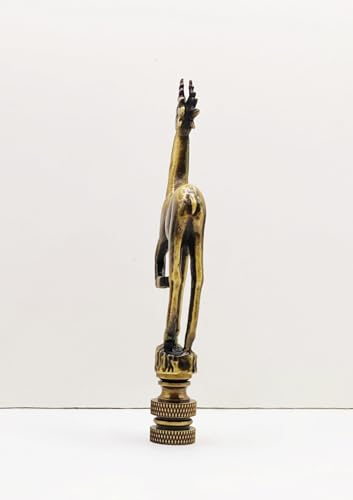 Image of Lamp Finial-Standing Deer-Antique Brass Finish, Highly Detailed Metal Casting