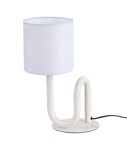 Box and beyond Wama - Lámpara de mesa (metal blanco, altura 33 cm, casquillo E27, salón, dormitorio, oficina, estilo industrial y moderno