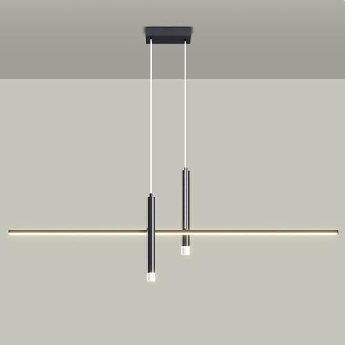 Suspension de cuisine LED blanc contemporain et métal noir au fini mat industriel raffiné