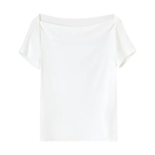 T-shirt col rond femme opaque tricot basique couleur unie manches courtes