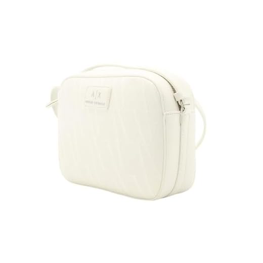 Armani Exchange Borsa a tracolla bianca da donna in tessuto spalmato con logo monogram UNI