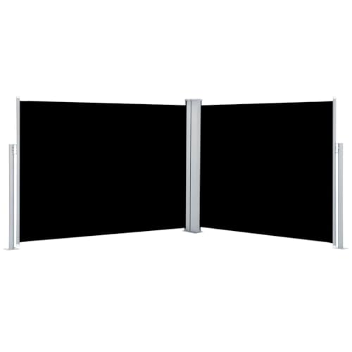 FEMICON Retractable Side Awning for Garden and Patio, Adjustable Privacy Screen, Automatic Roll-Back Feature, Black 55.1\" x 393.7\" - Thumbnail 2