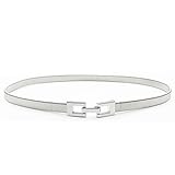 Tanpie Skinny Waist Belt of Women Elastic Metal Stretch Chain Belt Silver Medium