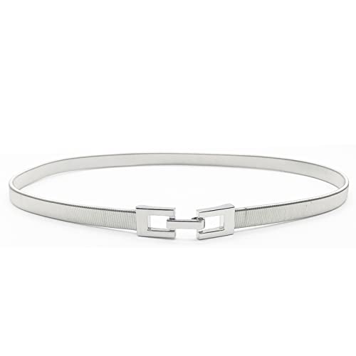 Tanpie Skinny Waist Belt Of Women Elastic Metal Stretch Chain Belt Silver Small #TOP7