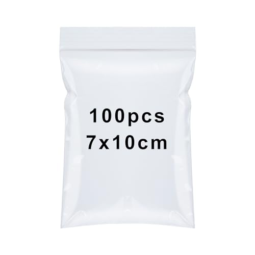 Small Grip Seal Bags 100Pcs 10x7cm Mini Sealable Plastic Bags Little Clear Ziplock Bag Reusable Tiny Transparent Polythene Pouches for Storage Beads Cookies Candies Jewellery Spice