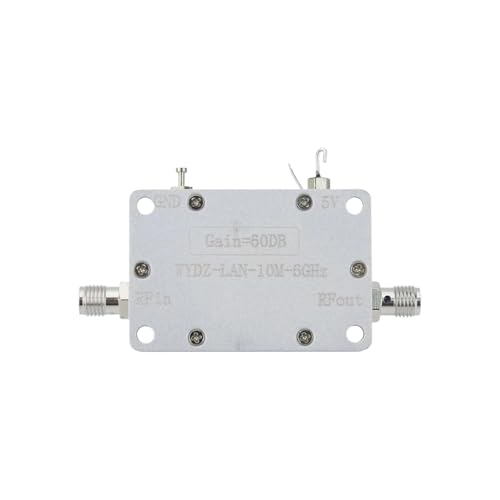 HKVTVCYPYA Amplificador de banda ancha LNA de alta ganancia de 10 MHz a 6 GHz y 60 dB con conector hembra SMA for control de señal RF o RX