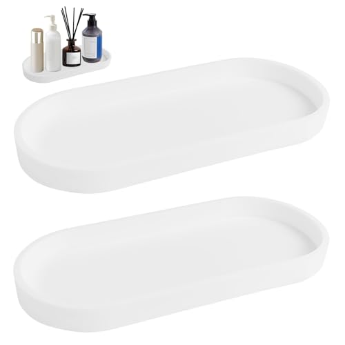 2 bandejas de baño decorativas, bandeja pequeña de silicona, bandeja de tocador, bandeja de almacenamiento, decoración de baño, accesorios de baño, para fregadero de cocina, salón, lavabo, bañera