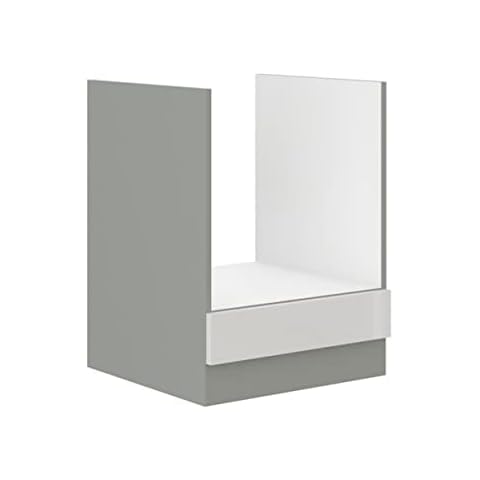 Herd Unterschrank 60 Bianca Weiß Hochglanz + Grau Küchenzeile Küchenblock Cover