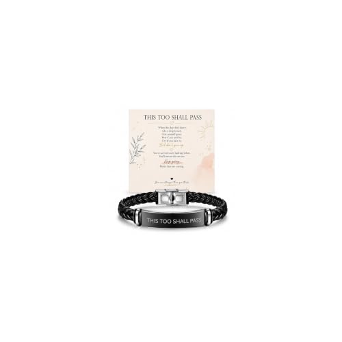 Bracelet manchette This Too Shall Pass en émail pour femme avec carte