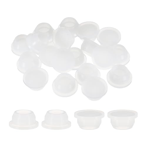 Image of uxcell 30pcs Hole Plugs, Heat Resistant Silicone Flush Type Fastener Hole Cover Plug for 19mm(3 /4 Inch) Hole, Round Snap Locking Tubing Plug Hole for Furniture Cabinet, White