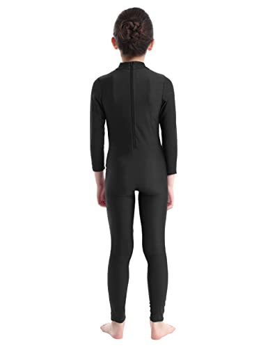 Iiniim Kids Boys Girls Mock Neck Long Sleeve Unitard Leotard Full Length Body Suit Jumpsuit Catsuit Dance Wear Costumes Black 7-8 #TOP4