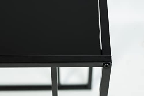 spot on dealz® C shaped side sofa table Black metal frame with Black Tempered Glass Top Coffee, Office table Laptop Desk living room bedside end tables