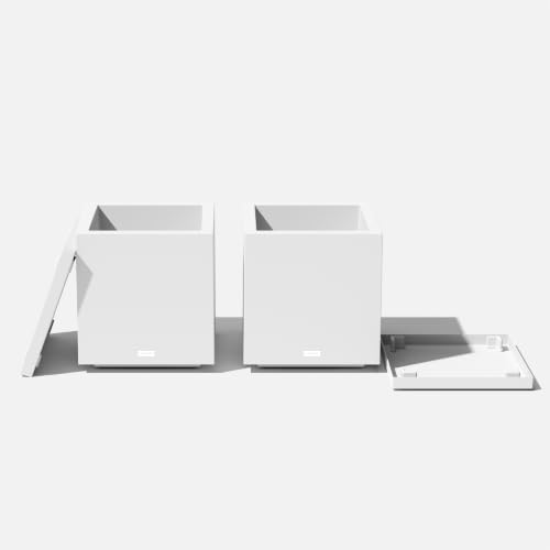 Image of Veradek Block Series Cube Planter & Drip Tray - Square Outdoor Planter Set