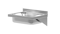 HENDI Waschbecken, Wandmontage, Spülengröße: 335x235x(H)114mm, Öffnung für Wasserhähnen: ø35mm, Abfluss: ø51mm, Spülbecken, Handwaschbecken, Edelstahlspüle, 400x290x(H)145mm, Edelstahl