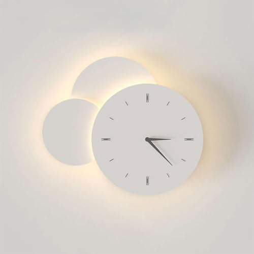 Lámpara de pared LED blanca con forma de araña, lámpara de pared nórdica, reloj de pared art déco para interiores, lámpara de pared geométrica (3 modos de color, redonda)