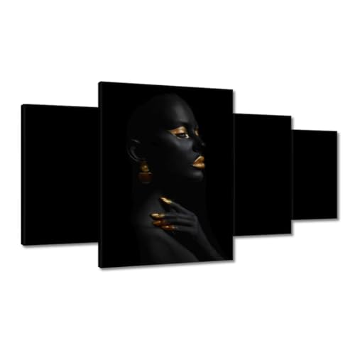 Peinture imprimée sur toile luxe femme détails dorés