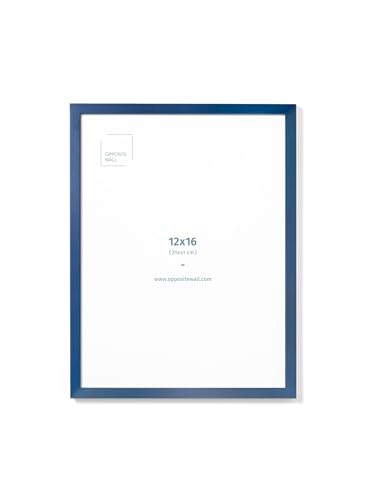 Opposite Wall - 12x16 in - Real Wood Blue Picture Frame - Lightweight, Versatile & Shatterproof - Wall Hanging Poster or Photo Frame - Wall Decor for Office, Gallery & Home