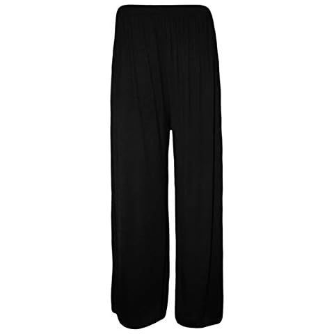 BODYWEAR LTD Ladies Palazzo Wide Leg Flared Elasticated Stretch Plus Size Plain Trousers Sizes 16-26 (Black, 20-22) Cover