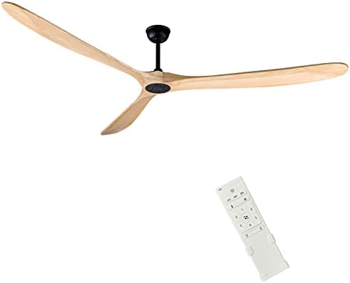 88" Indoor/Outdoor Wood Ceiling Fan, Large Ceiling Fan With Remote Control, 2 Downrods, Reversible DC Motor 50W Quiet Energy Saving