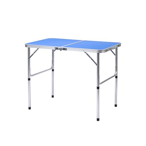 Image of Corvids 3 Feet Multipurpose Aluminium Folding Camping Table with Round Pipe Legs | Best for Balcony, Garden, Hiking, Picnic, Outdoor & Indoor Use (Blue)