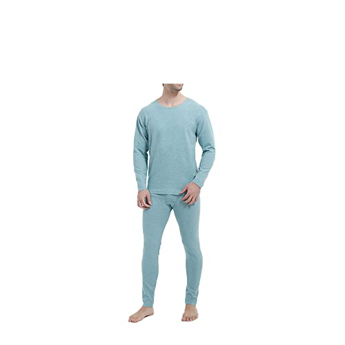 Jueshanzj Men's winter thermal underwear men's suit fattened and thickened 5XL Sky blue