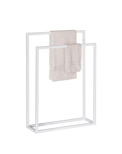 Stabiler Handtuchständer Handtuchhalter 2 Arme Weiss - Keine Montage nötig - Kleiderständer