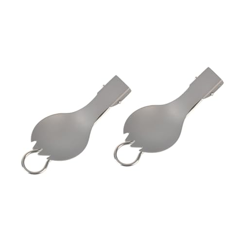 ibasenice 2個 軽量折りたたみチタン製スプーンフォーク キャンプ用耐久製アウトドア食器 携帯便利で長持ち 野外 や登山に