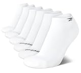 Reebok Men's Breathable No-Show Low Cut Basic Cushion Socks (6 Pack), Size 6-12.5, White Logo