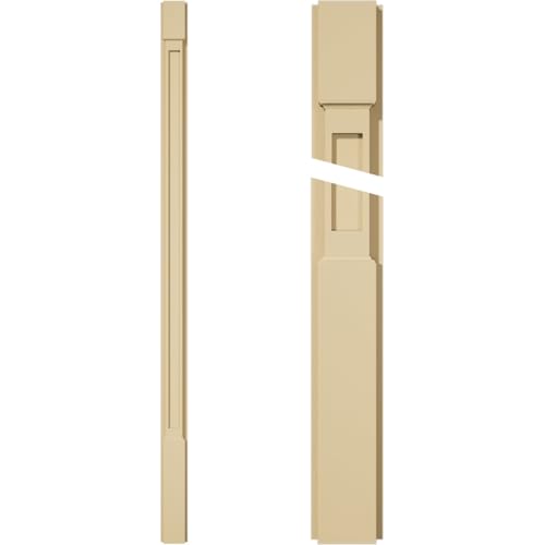 Signature Urethane Flat Panel Pilaster w/Standard Capital & Base, 4"W x 82"H x 2"P (Pair), Base Can Be Trimmed Up to 6 5/8", High Density Milled Urethane, Factory Primed Tan, Sold As Pair