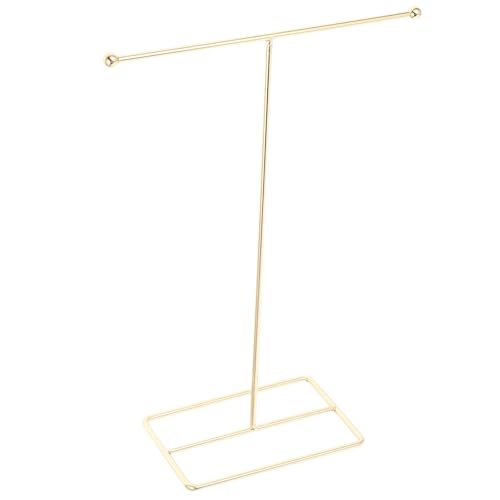 SAFIGLE Supporto per Gioielli a Torre in Ferro Dorato Espositore per Braccialetti e Collane Design a T Organizer per Orecchini e Anelli da Tavolo per Casa e Negozio