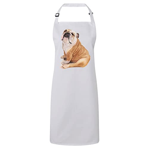 Tablier cuisine blanc illustration bouledogue beige peinture Fabulous