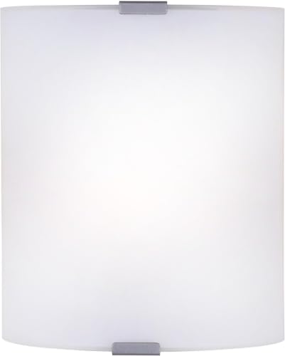 Image of Modern 1-Light Wall Sconce, Grey with Flat Opal Glass, 7 Inch, Ambient Accent Lighting, Floating Wall Mounted Light for Hallway, Bathroom, Dining Room, Bedroom, Easy Install, 60W Type A Compatible