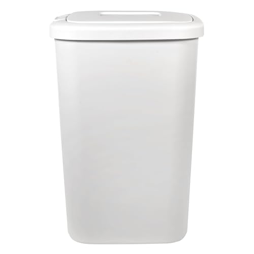 Caneca de basura plástica 13.3 gal con tapa táctil blanca