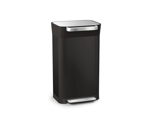 Joseph Joseph Intelligent Waste Titan Trash Can Compactor Kitchen Bin with Odour Filter, Holds Up to 90L After Compaction, Black, 30L