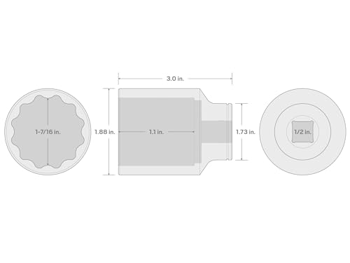 Image of TEKTON 1 /2 Inch Drive x 1-7 /16 Inch Deep 12-Point Socket | SHD23236